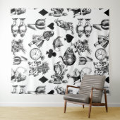 Klassieke Alice in Wonderland-personages: Originee Wandkleed (In Situ (horizontaal))