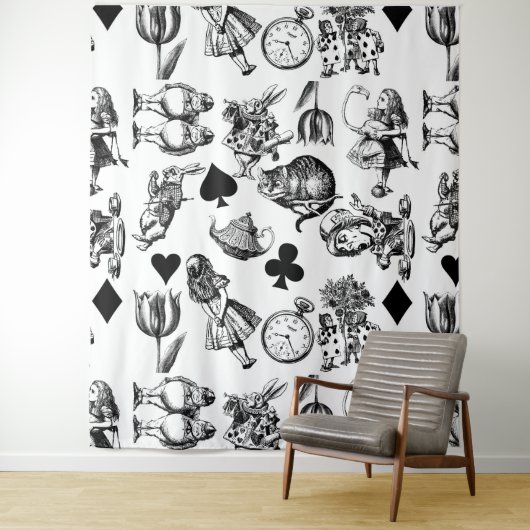 Klassieke Alice in Wonderland-personages: Originee Wandkleed (In situ)