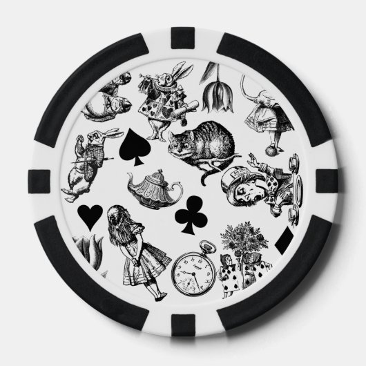 Klassieke Alice in Wonderland-personages Poker Chips (Voorkant)