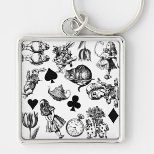 Klassieke Alice in Wonderland-personages Sleutelhanger
