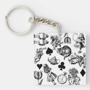 Klassieke Alice in Wonderland-personages Sleutelhanger