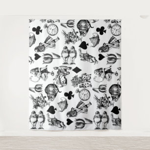 Klassieke Alice in Wonderland-personages Wandkleed