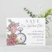 Klassieke Alice In Wonderland Uitermate Belangrijk Save The Date (Staand voorkant)