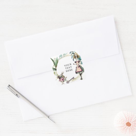 Klassieke Alice in Wonderland Vierkante Sticker (Envelop)