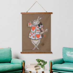 Klassieke Alice in Wonderland Witte Konijn Heraldi Hangend Wandkleed