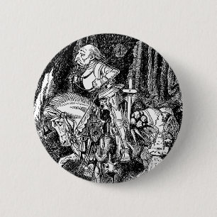 Klassieke Alice in Wonderland Witte Ridder op Paar Ronde Button 5,7 Cm