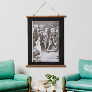 Klassieke Alice in Wonderland Zwart Witte Kunst   Hangend Wandkleed