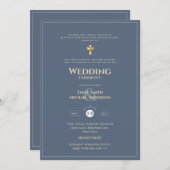 KLASSIEKE All-in-1 Stofblauwe Gouden Katholieke Tr Kaart (Voorkant / Achterkant)