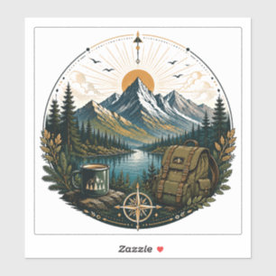 Klassieke Alpen Avontuur Landschapskunst Sticker