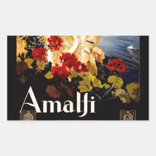 Klassieke Amalfi Italia Reis Grafische Poster Kuns Rechthoekige Sticker