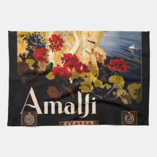 Klassieke Amalfi Italia Reis Grafische Poster Kuns Theedoek