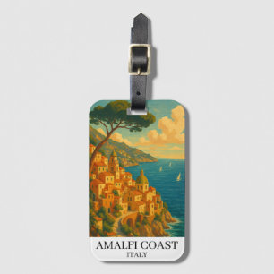 Klassieke Amalfi-kust Italië Illustratie Bagagelabel