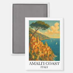 Klassieke Amalfi-kust Italië Illustratie Magneet