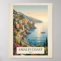 Klassieke Amalfi-kust Italië Reisposter | Mediter