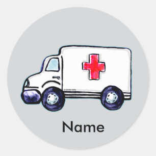 Klassieke Ambulance Ronde Sticker