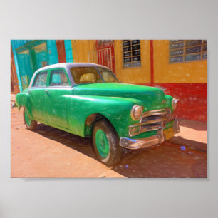 Klassieke Amerikaanse auto in Havana, Cuba poster