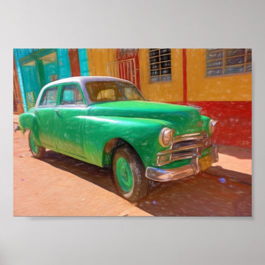 Klassieke Amerikaanse auto in Havana, Cuba poster (Voorkant)