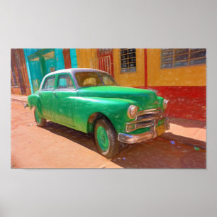 Klassieke Amerikaanse auto in Havana, Cuba-poster Poster