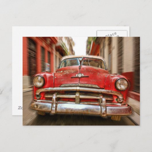 Klassieke Amerikaanse auto in straten van Havana, Briefkaart (Voorkant / Achterkant)