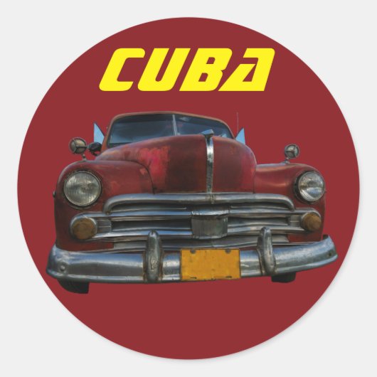 Klassieke Amerikaanse auto op Cuba Ronde Sticker (Voorkant)