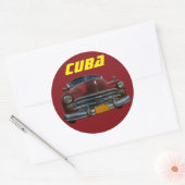 Klassieke Amerikaanse auto op Cuba Ronde Sticker (Envelop)