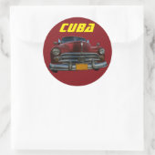 Klassieke Amerikaanse auto op Cuba Ronde Sticker (Tas)
