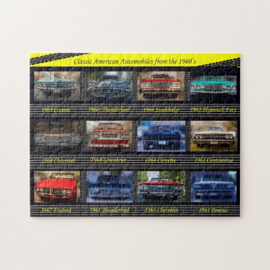 Klassieke Amerikaanse Automobiles uit de jaren zes Legpuzzel (Horizontaal)