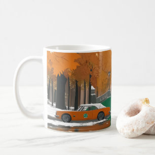 Klassieke Amerikaanse auto's Muur Kunstprint, Oude Koffiemok