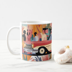 Klassieke Amerikaanse auto's Muur Kunstprint, Vint Koffiemok