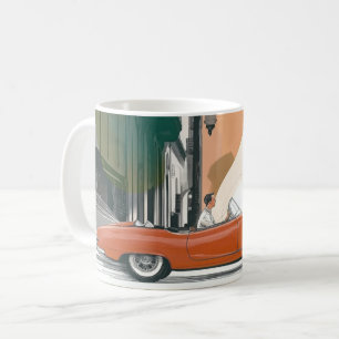 Klassieke Amerikaanse auto's muurkunstprint, Vinta Koffiemok