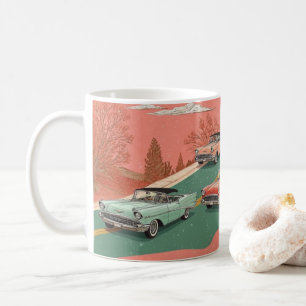 Klassieke Amerikaanse auto's muurkunstprint, Vinta Koffiemok