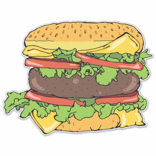 Klassieke Amerikaanse Cheeseburger Gourmet Burger Sticker (Voorkant)