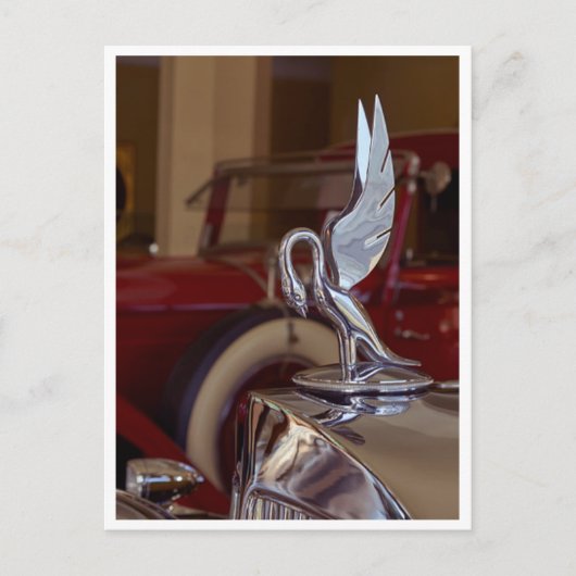 Klassieke Amerikaanse Chrome Hood Ornament Briefkaart (Voorkant)