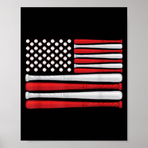 Klassieke Amerikaanse honkbalvlag - Vintage honkba Poster