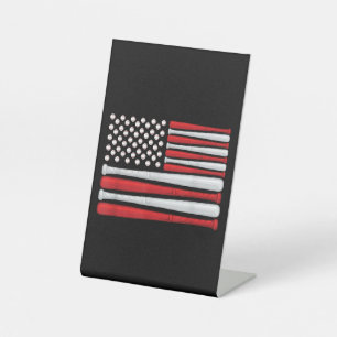 Klassieke Amerikaanse honkbalvlag - Vintage honkba Reclamebord Met Voetstuk