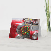Klassieke Amerikaanse kerstkaart met Vintage-auto