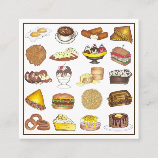 Klassieke Amerikaanse lunch tegen de schatkist Spo Vierkante Visitekaartje (Voorkant)