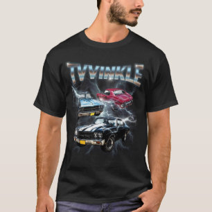 Klassieke Amerikaanse Muscle Cars Bliksemontwerp T-shirt