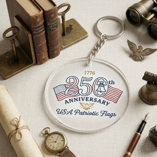 Klassieke Amerikaanse patriottische vlaggen en Lib Sleutelhanger