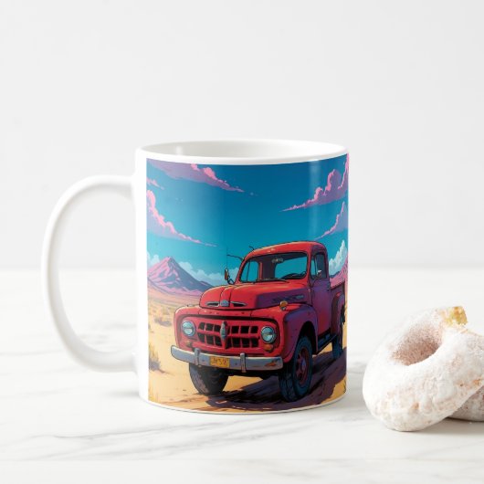 Klassieke Amerikaanse pick-up Koffiemok (Met donut)