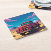 Klassieke Amerikaanse pick-up truck Kartonnen Onderzetters (Schuin)