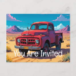 Klassieke Amerikaanse pick-up truck Uitnodiging Briefkaart