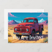Klassieke Amerikaanse pick-up truck Uitnodiging Briefkaart (Voorkant / Achterkant)