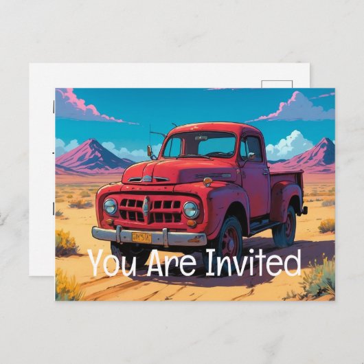 Klassieke Amerikaanse pick-up truck Uitnodiging Briefkaart (Voorkant / Achterkant)