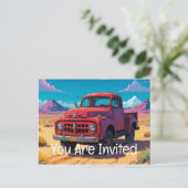Klassieke Amerikaanse pick-up truck Uitnodiging Briefkaart (Staand voorkant)