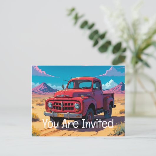 Klassieke Amerikaanse pick-up truck Uitnodiging Briefkaart (Staand voorkant)