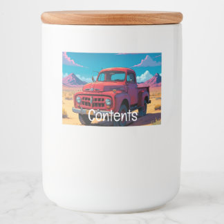 Klassieke Amerikaanse pick-up truck Voedselcontainer Etiket