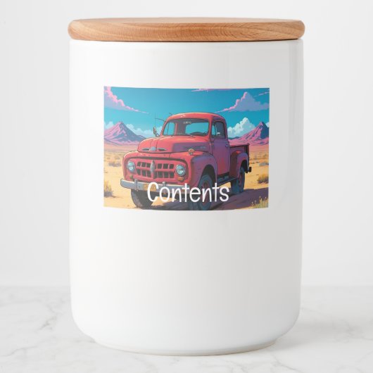 Klassieke Amerikaanse pick-up truck Voedselcontainer Etiket (Voorkant)