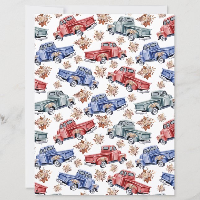 Klassieke Amerikaanse Pick-up Trucks Scrapbook Pap (Voorkant)