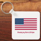 Klassieke Amerikaanse Pride met Flag Name Gezegde  Sleutelhanger (Voorkant)
